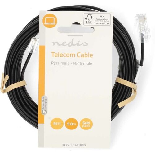 TCGL90201B50 NEDIS RJ11(TELEFONSKI) NA RJ45(MREZNI) 5M FLAT