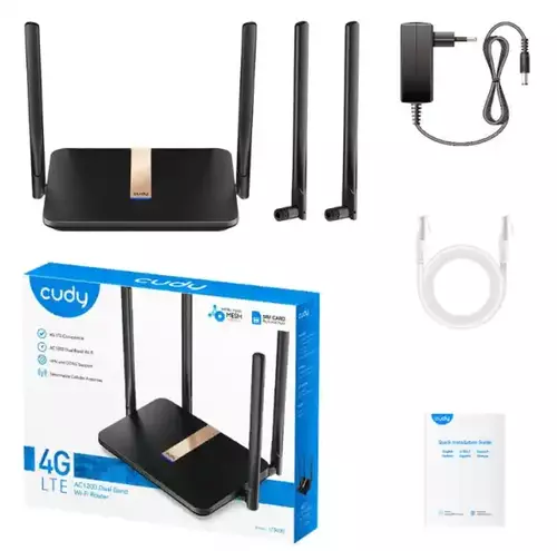 WIRELESS RUTER CUDY LT500D 4G LTE AC1200 CPE 4+5GHZ, 1W/4LAN 10/100/ 4XANT