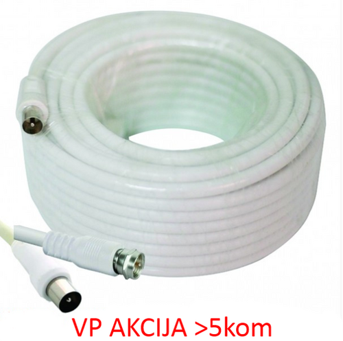 KABL-COAX-RG6/15 WHITE (X553)** KOAKSIALNI KABL RG6 KONEKTOR F-MALE/IEC, CONDUCT.18%, 6.5MM 15M