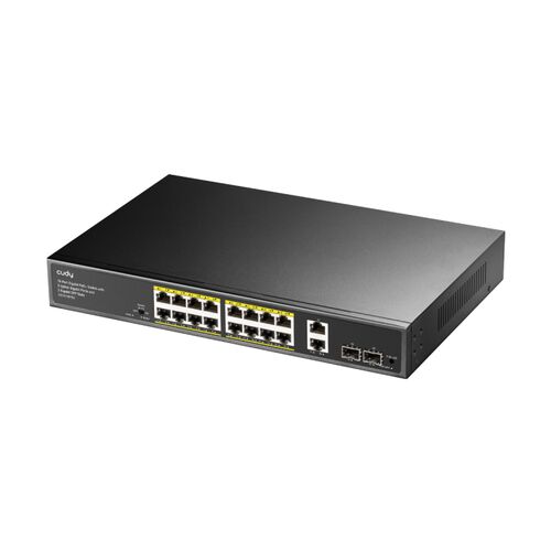 CUDY GS1018PS2 16-PORT GIGABIT POE+ SWITCH WITH 2 UPLINK GIGABIT PORTS AND 2 GIGABIT SFP SLOTS 200W