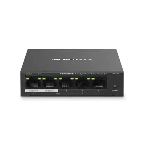 SVIČ 10/100/1000 5-PORT MERCUSYS MS105GP/4-PORT POE+