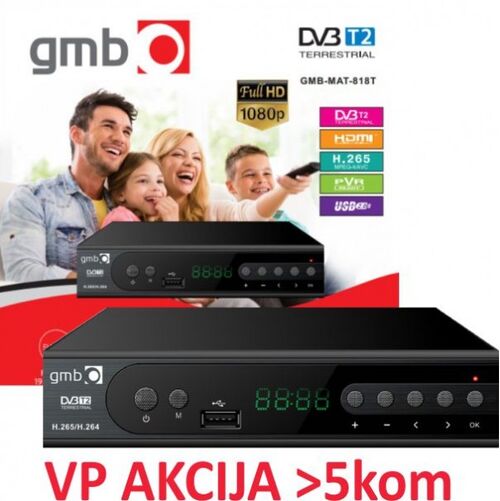 GMB-MAT-818T **DVB-T2 SET TOP BOX USB/HDMI/SCART/RF-OUT, PVR,FULL HD, H265, HDMI-KABL,(1434)