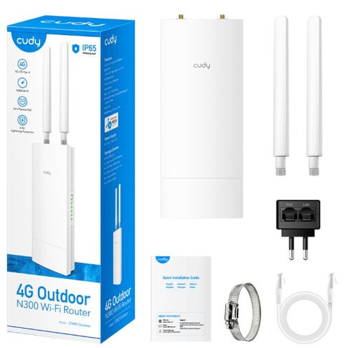 CUDY LT400 OUTDOOR 4G LTE CAT 4 N300 WI-FI ROUTER, NANO SIM SLOT, 10/100MBPS WAN/LAN