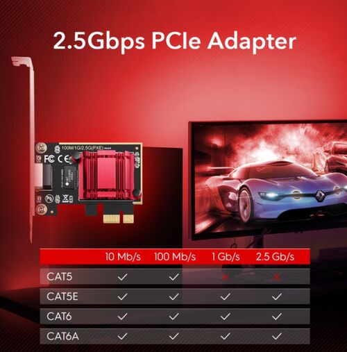 CUDY PE25 RJ45 2.5GBPS PCI EXPRESS NETWORK ADAPTER, RTL8125