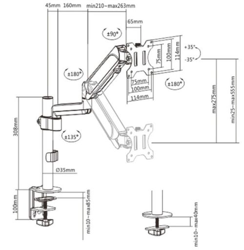 MA-DA1P-01 GEMBIRD PODESIVI STONI DRZAC ZA MONITOR,TILT, 17-32 MAX.9KG