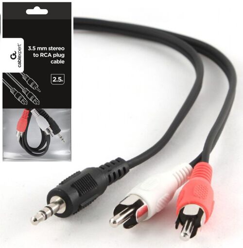 CCA-458-2.5M GEMBIRD 3.5 MM STEREO TO RCA PLUG KABL 2.5 M