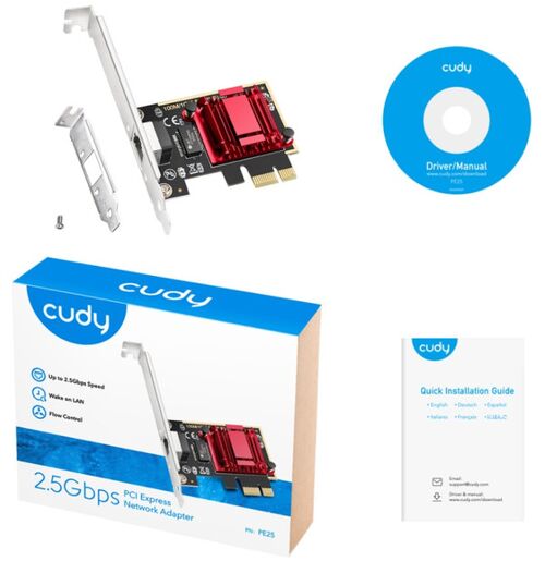 CUDY PE25 RJ45 2.5GBPS PCI EXPRESS NETWORK ADAPTER, RTL8125