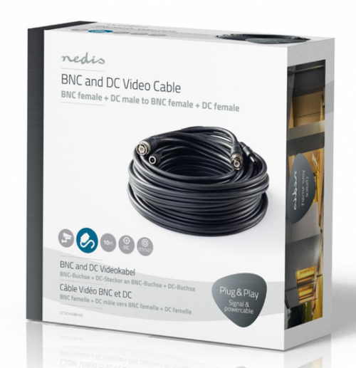 CCTVCA10BK100 * CCTV SECURITY CABLE BNC / DC  RG59, 10M (841)