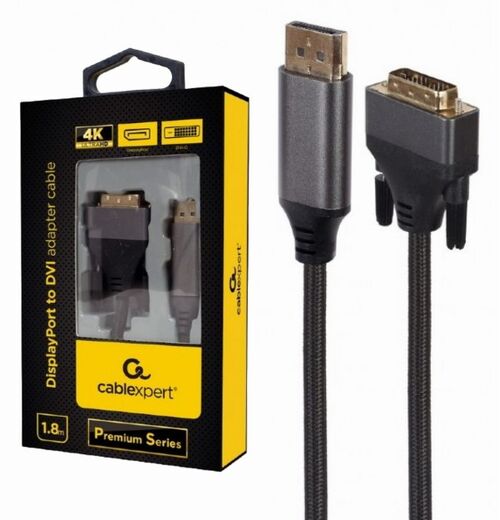 CC-DPM-DVIM-4K-6 GEMBIRD DISPLAYPORT NA DVI DIGITAL INTERFACE KABL 4K AT 30 HZ, PREMIUM SERIES 1.8M