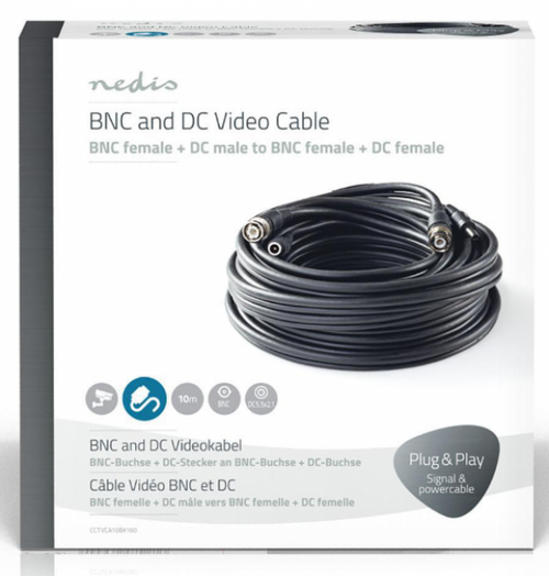 CCTVCA10BK100 * CCTV SECURITY CABLE BNC / DC  RG59, 10M (841)