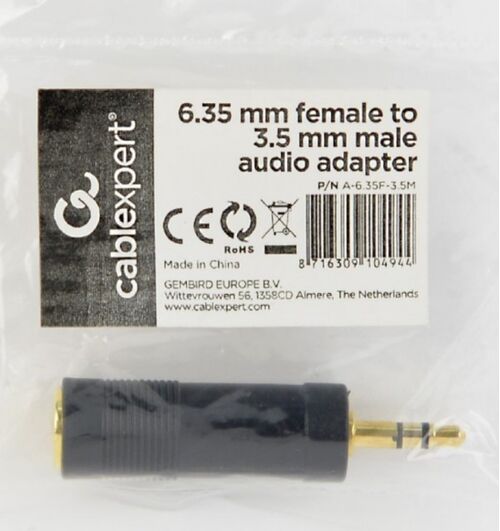 A-6.35F-3.5M GEMBIRD 6.35 MM ZENSKI NA 3.5 MM MUSKI AUDIO ADAPTER