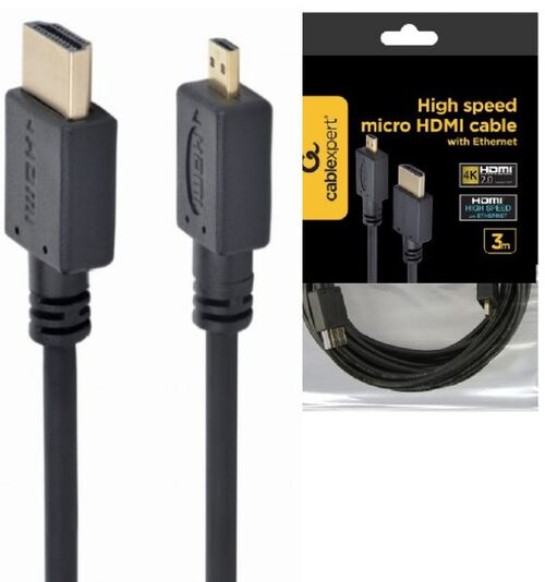 CC-HDMID-10 GEMBIRD HDMI MALE TO MICRO D-MALE BLACK KABL 3M