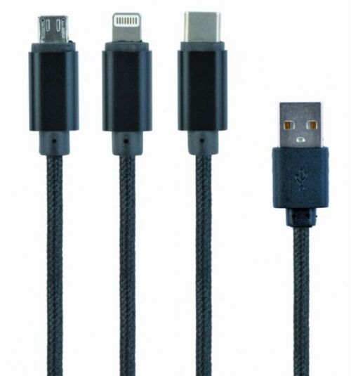 CC-USB2-AM31-1M GEMBIRD USB 3-U-1 KABL ZA PUNJENJE 8-PIN, TYPE-C, MICROUSB, CRNI, 1M