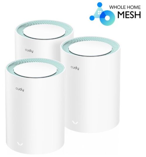 CUDY M1300 3-PACK AC1200 DUAL BAND 2.4GHZ+5GHZ WIFI MESH, GIGABIT, 4X ANTENA 16MB/128DDR, 16/128MB