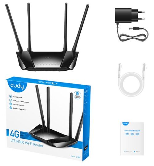 CUDY LT400_EU 4G LTE WI-FI ROUTER CPE, 2.4GHZ, 1W/4L 10/100, 4X ANTENA