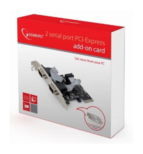 SPC-22 GEMBIRD 2 SERIAL PORT PCI-EXPRESS ADD-ON CARD, WITH EXTRA LOW-PROFILE BRACKET A