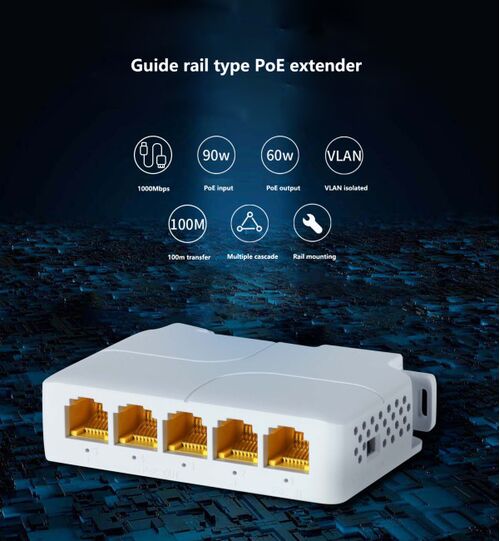 POE-EXT-14G 5 PORT, 1000MBPSPOE EXTENDER, 30/60W 8W/PORT, POE VOLTAGE 44-57VDC, 100M, 802.3AF/AT