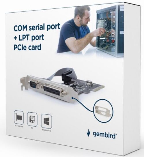 PEX-COMLPT-01 GEMBIRD COM SERIAL PORT+LPT PORT PCI-EXPRESS ADD-ON CARD, +EXTRA LOW-PROFILE BRACKET