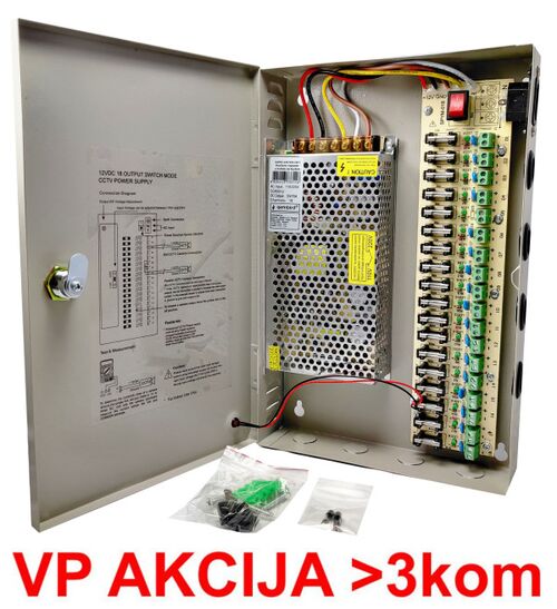 NAPRK-12V/15A-18CH ** GEMBIRD NAPAJANJE SA KLJUCEM, 2A/CH (2794)