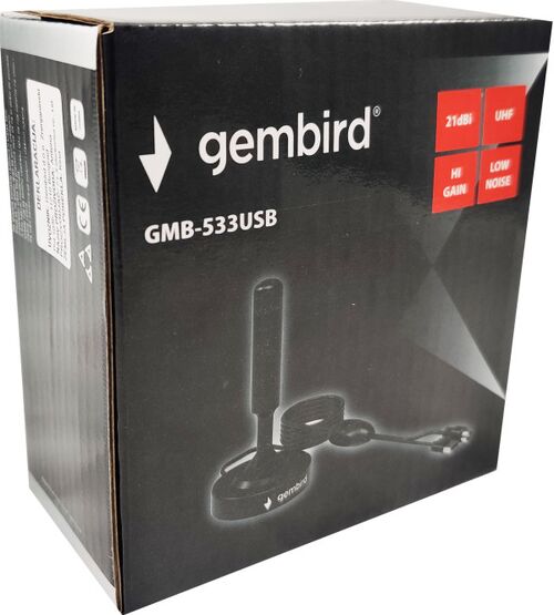 GMB-533USB **GEMBIRD ANTENA SOBNA/SPOLJNA SA POJACALOM, UHF, DOBIT 21DB, VISINA 15CM, USB, 5M (495)