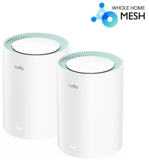 CUDY M1300 2-PACK AC1200 DUAL BAND 2.4GHZ+5GHZ WIFI MESH, GIGABIT, 4X ANTENA 16MB/128DDR, 16/128MB