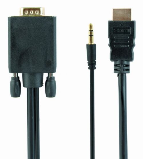 A-HDMI-VGA-03-6 GEMBIRD HDMI TO VGA AND AUDIO ADAPTER CABLE, SINGLE PORT, 1,8M, BLACK