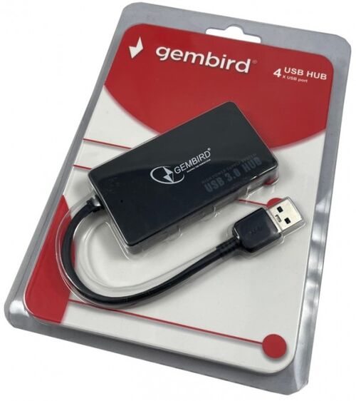 UHB-U3P4-03 ** GEMBIRD HUB 4 USB3.0 4-PORT, STORAGE SPEED 5GBPS, BLACK (ALT. UHB-U3P4-05 599)