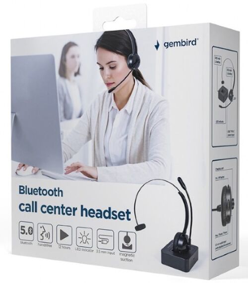 BTHS-M-01 GEMBIRD BLUETOOTH SLU&#353;ALICE ZA CALL CENTAR, MONO, CRNE