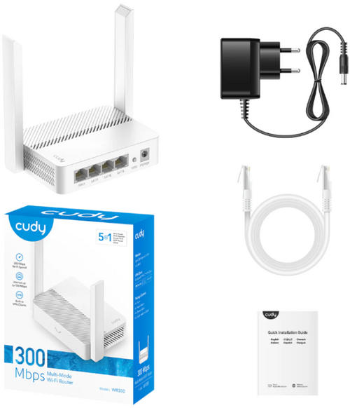 CUDY SET * WR300 N300 WI-FI ROUTER + M1300 1-PACK AC1200 MESH (3999)