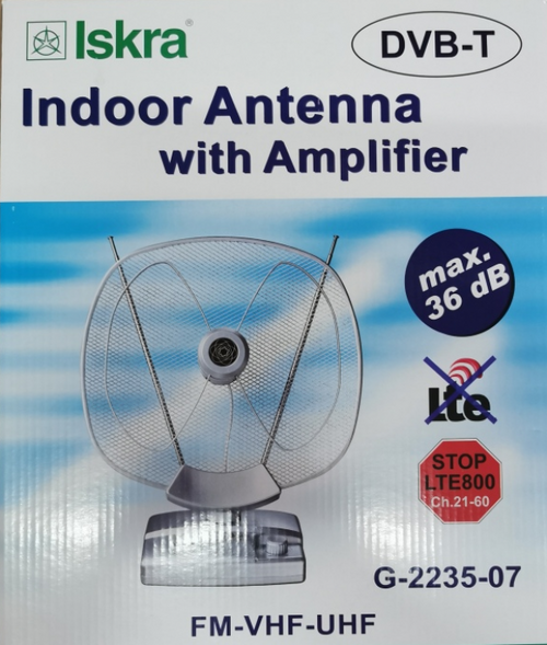 ANTENA ISKRA G2235-07 SOBNA SA POJACALOM, UHF/VHF, DOBIT 36DB, 220V + 12V FO