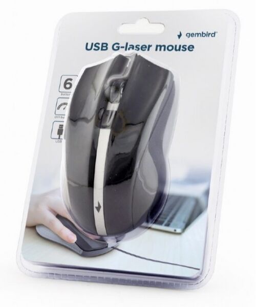 MUS-GU-02 GEMBIRD G-LASER MIS USB 800-2400DPI BLACK, 118MM FOK