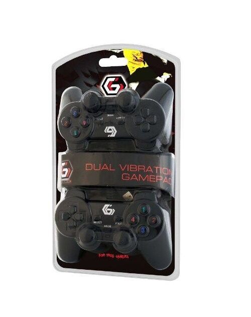 JPD-UDV2-01 GEMBIRD USB 2.0 DOUBLE ANALOG VIBRATION GAMEPAD BLACK