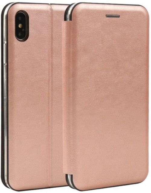 MCLF11-IPHONE XS MAX * FUTROLA LEATHER FLIP ROSE (149)