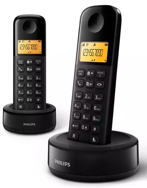 FIKSNI BEZICNI TELEFON SA DVE SLUSALICE PHILIPS D160 DUO EKRAN 1.6INC, BLACK