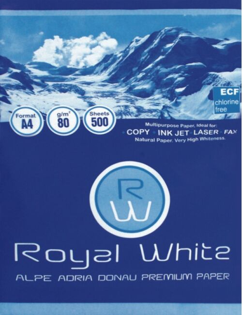 PAPIR FOTOKOPIR ROYAL WHITE A4/80G M2/ 500LISTA ZA LASER,INKJET I FOTOKOPIR MASINE RIS PAPIRA