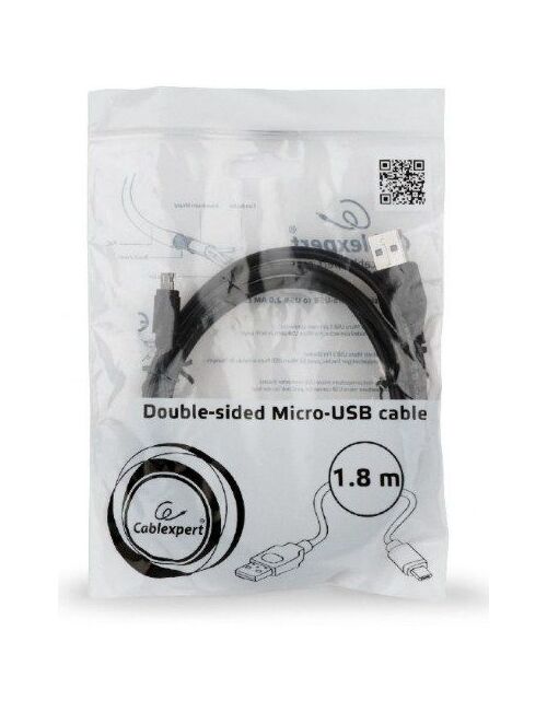 CC-USB2-AMMDM-6 GEMBIRD USB 2.0 AM TO DOUBLE-SIDED MICRO-USB CABLE, BLACK, 1,8M