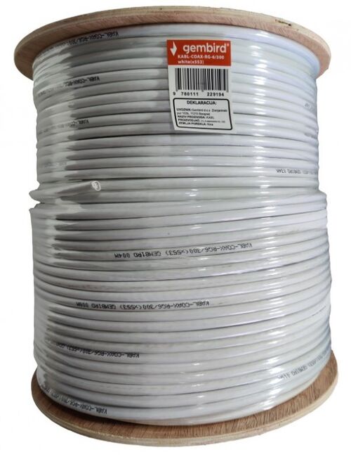 KABL-COAX-RG6/300 * WHITE (X553) KOAKSIALNI KABL RG6 BEZ KONEKTORA, CONDUCTIVITY18%,6.5MM,300M 3721