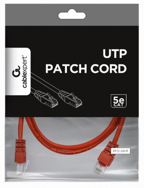 PP12-2M/R GEMBIRD MREZNI KABL, CAT5E UTP PATCH CORD 2M RED A