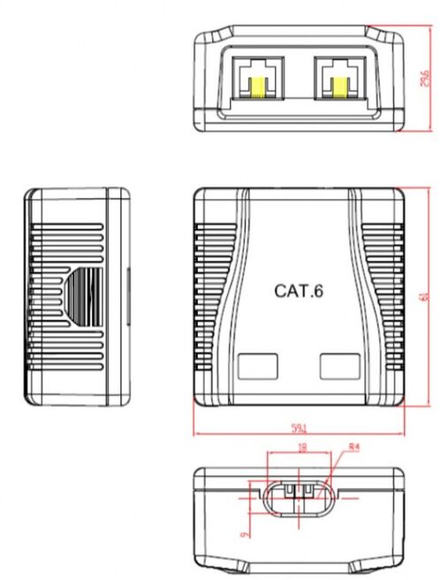 NCAC-2U6-01 GEMBIRD CAT6 UTP 2-PORT SKUTIJA ZA POVR&#353;INSKU MONTA&#382;U ZA RJ45