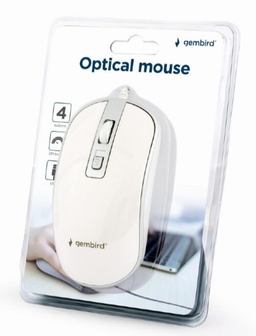 MUS-4B-06-WS GEMBIRD OPTICKI MIS 800-1200DPI 4-BUTTON 99MM WHITE/SILVER USB