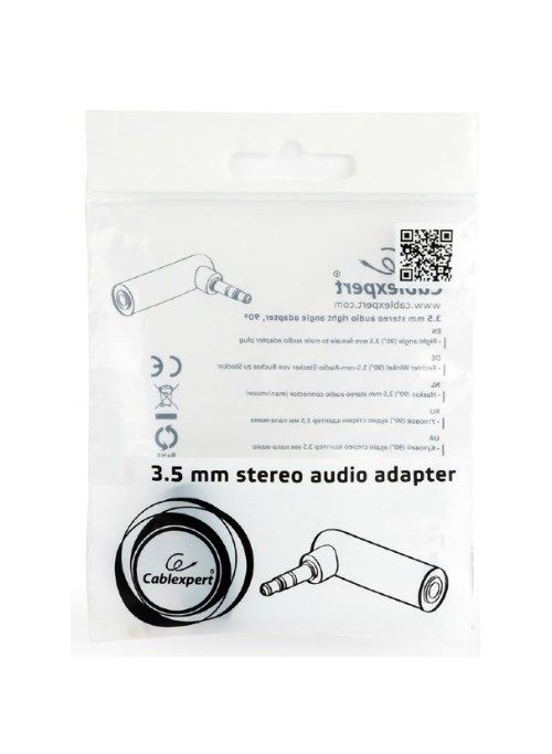 A-3.5M-3.5FL GEMBIRD 3.5 MM STEREO AUDIO RIGHT ANGLE ADAPTER, 90&#176;