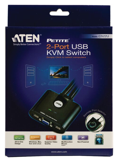 CS22U-AT * ATEN 2-PORT USB KVM SWITCH SA KABLOVIMA (2899)