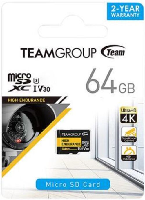 TEAMGROUP MICRO SDXC 64GB HIGH ENDURANCE UHS-I U3 V30, 100/50MB/S, THUSDX64GIV3002 ZA VIDEO NADZOR!