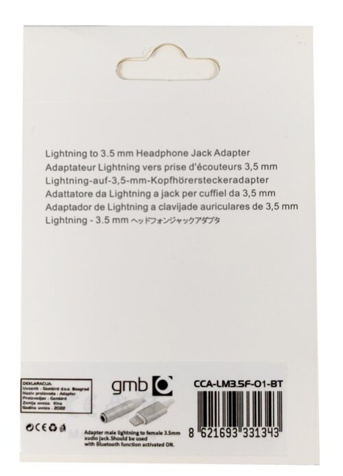 CCA-LM3.5F-01-BT GEMBIRD ADAPTER SA LIGHTINGA NA 3.5MM AUDIO