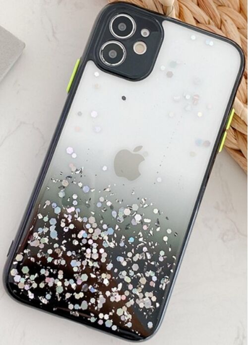 MCTK6-IPHONE 12 * FURTROLA 3D SPARKLING STAR SILICONE BLACK (139)