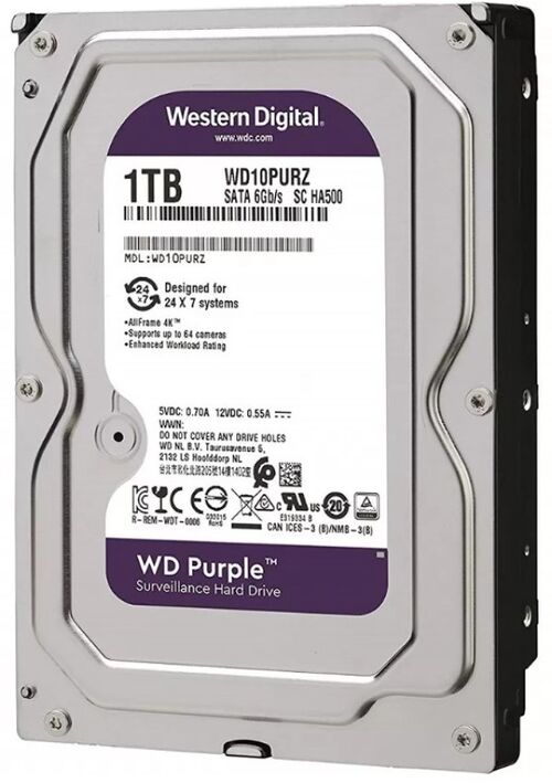 HDD 3.5 ** 1TB WD10PURZ WD PURPLE 24/7 5400RPM 64MB SATA3