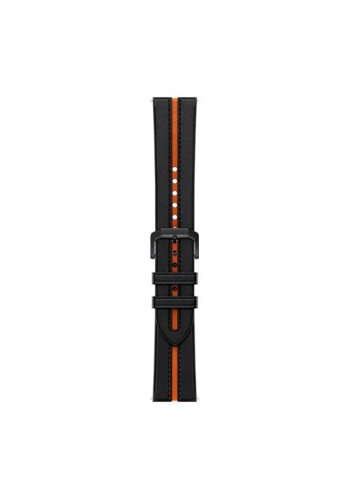 XIAOMI MI WATCH BLACK ORANGE LEATHER STRAP