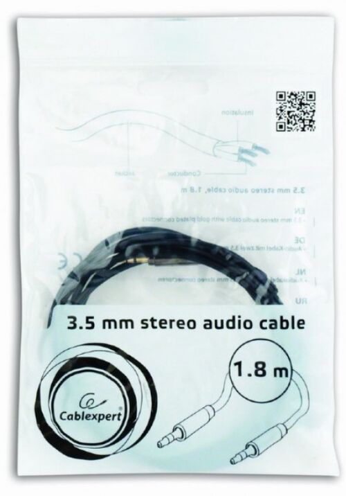 CCAP-444-6 GEMBIRD 3.5MM STEREO PLUG TO 3.5MM STEREO PLUG AUDIO KABL POZLACENI KONEKTOR 1.8M