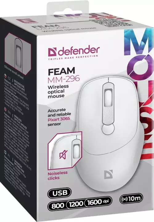 BEŽIČNI MIŠ DEFENDER FEAM MM-296 BELI