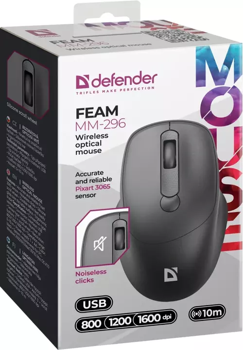 BEŽIČNI MIŠ DEFENDER FEAM MM-296 CRNI